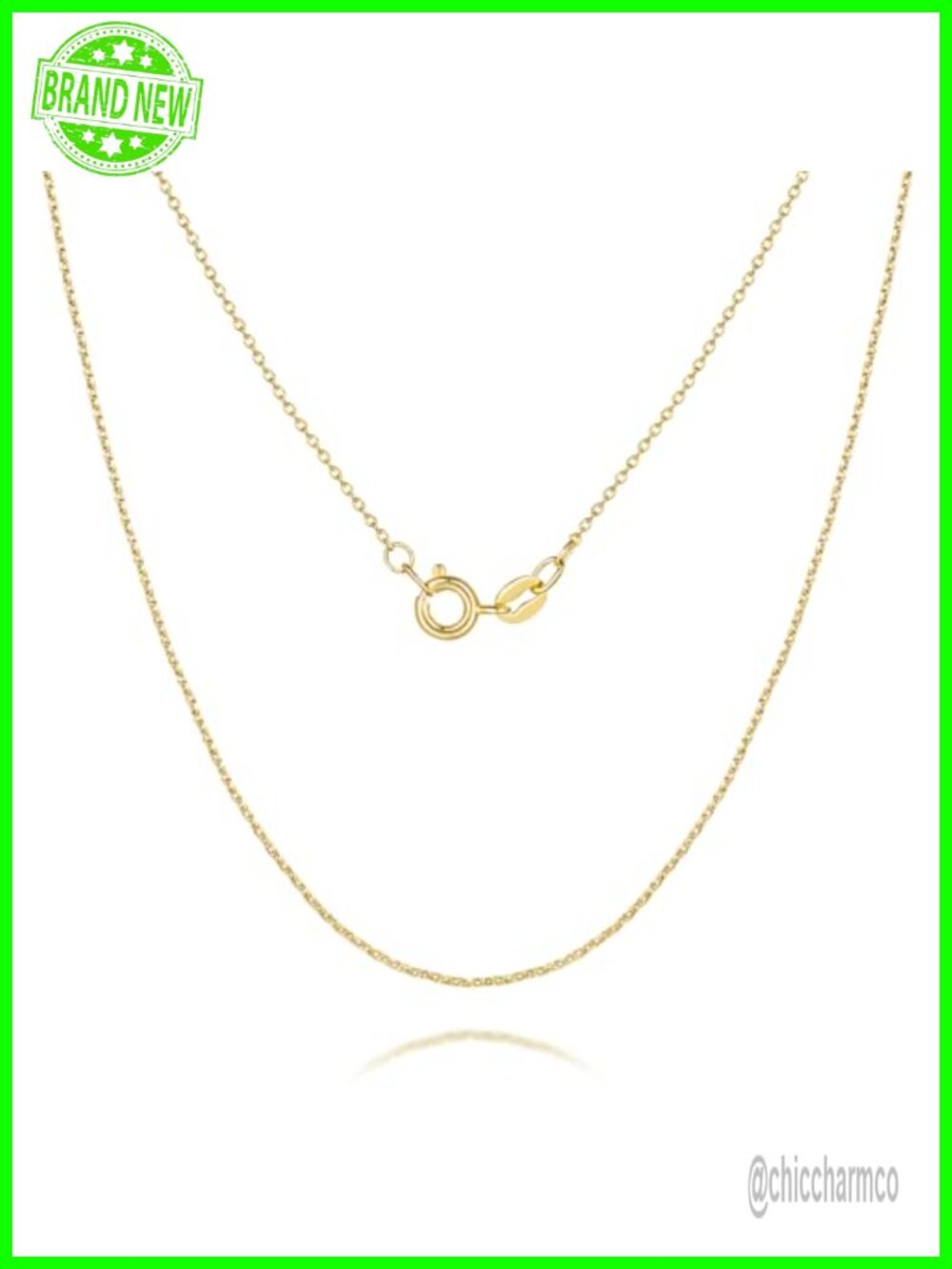 14k Gold Plated Thin Cable Chain Necklace Women Men 16in Stackable